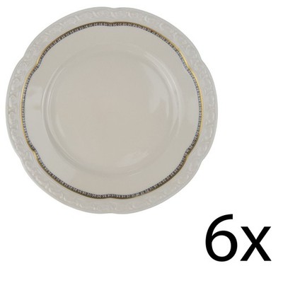 6er Set Kuchenteller Edelstein Frauenlob Elfenbein Goldrand 6965