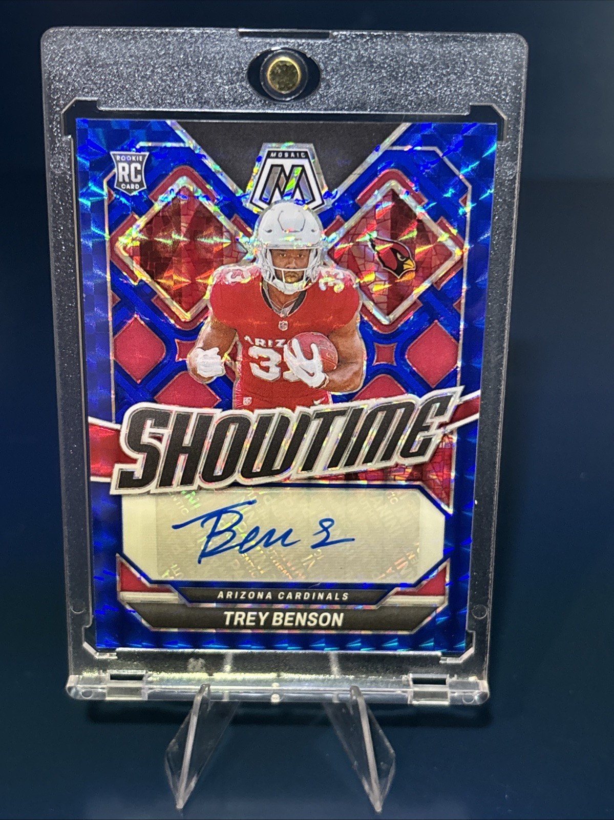Trey Benson AUTO /99!! 2024 Mosaic Blue Showtime Rookie CARDINALS FSU