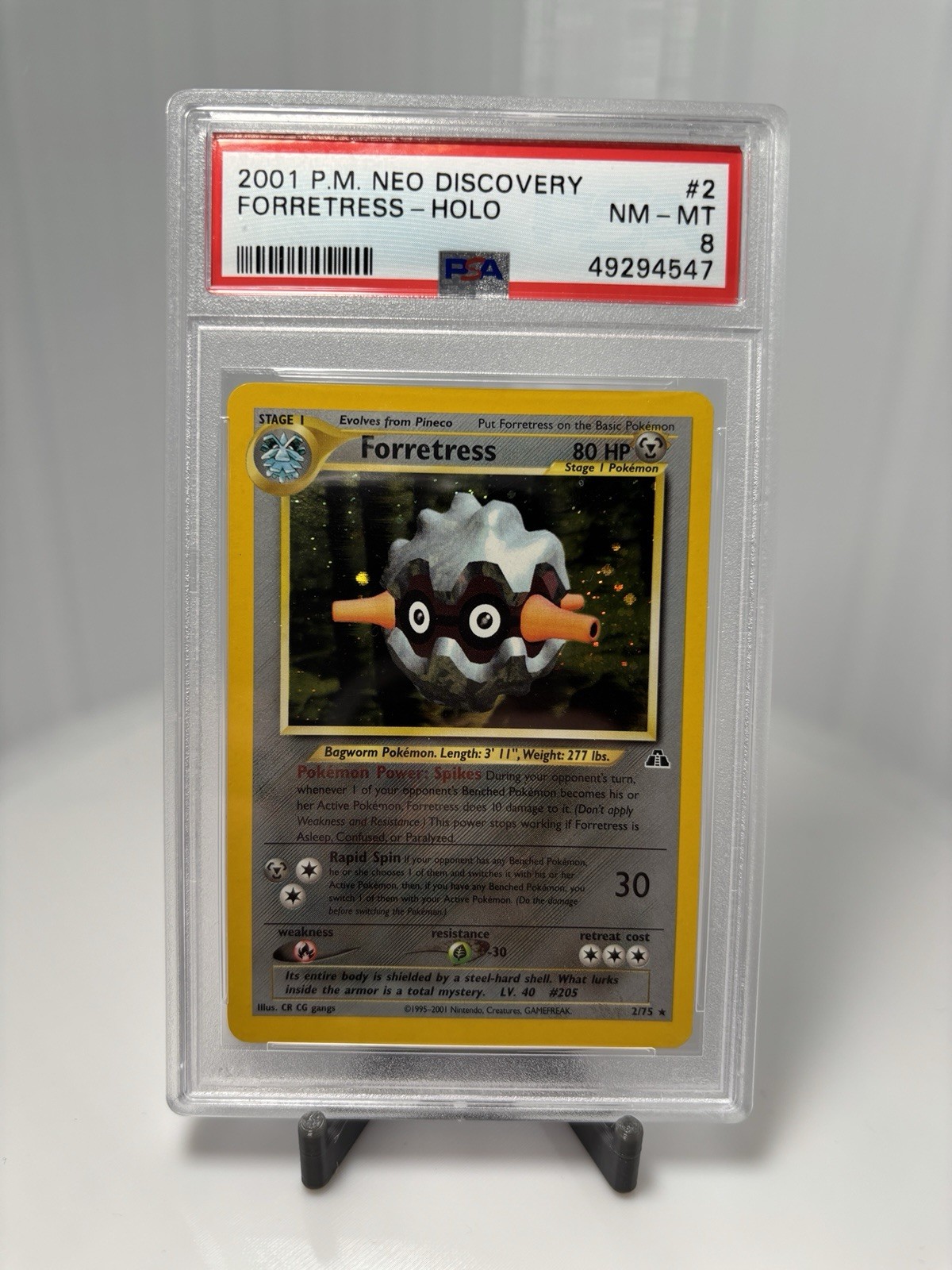 2001 Pokemon Neo Discovery FORRETRESS Holo Foil Card #2  PSA 8 NM-MT  WOTC 2/75