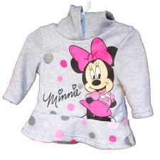 Disney Girl  s Minnie Mouse Jacket, Gray, Hooded, Fleece Lined, Size 12 months