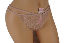 .VTG VICTORIA'S SECRET PINK LACE V STRING THONG PANTY M