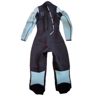 Seavenger Womens Full Body Wetsuit Size 3 Blue Black Neoprene Diving Snorkeling