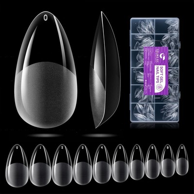 Gelike ec Nageltips 552 Stück | Transparent | PMMA Harz | 12 Größen
