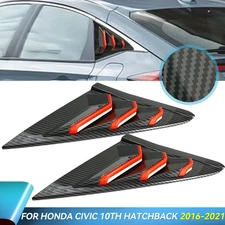 FIT FOR 2016-2021 HONDA CIVIC HATCHBACK CARBON FIBER JDM SIDE WINDOW LOUVER VENT