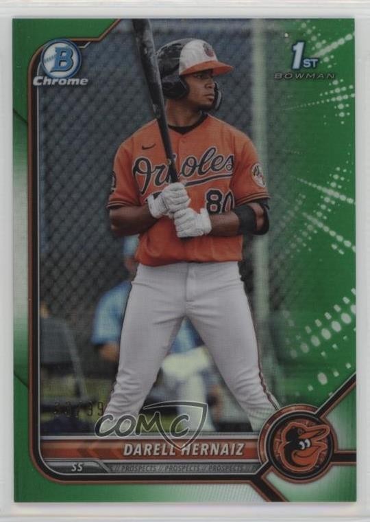 2022 Bowman Chrome Prospects Green Refractor /99 Darell Hernaiz #BCP-27 09if