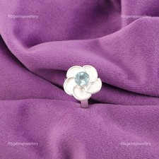 Christmas Sale Round Sky Blue Topaz Gemstone 925 Silver Band Ring Size All Size