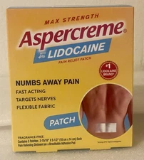 Aspercreme 4% Lidocaine Odor Free Pain Relief Patch -EXP 12/25 Numbing Patch