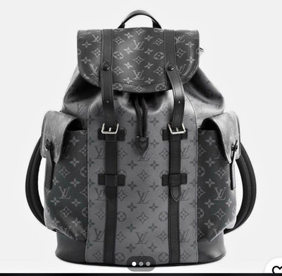 Louis Vuitton Monogram Eclipse Christopher Backpack Gray Black Drawstring Large