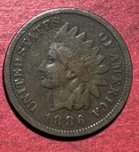 1886 US Indian Head Cent! Type I! Good+! Lower Mintage! Old US Coin!