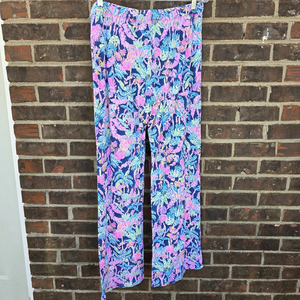 Pantalones Lilly Pulitzer Multicolor Oyster Bay Azul Marino Costa Playa Festival Luz M Foto 3 de 4