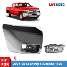 For 2007-2013 Chevy Silverado 1500 Front Right Bumper End Cap w/Fog Light Chrome