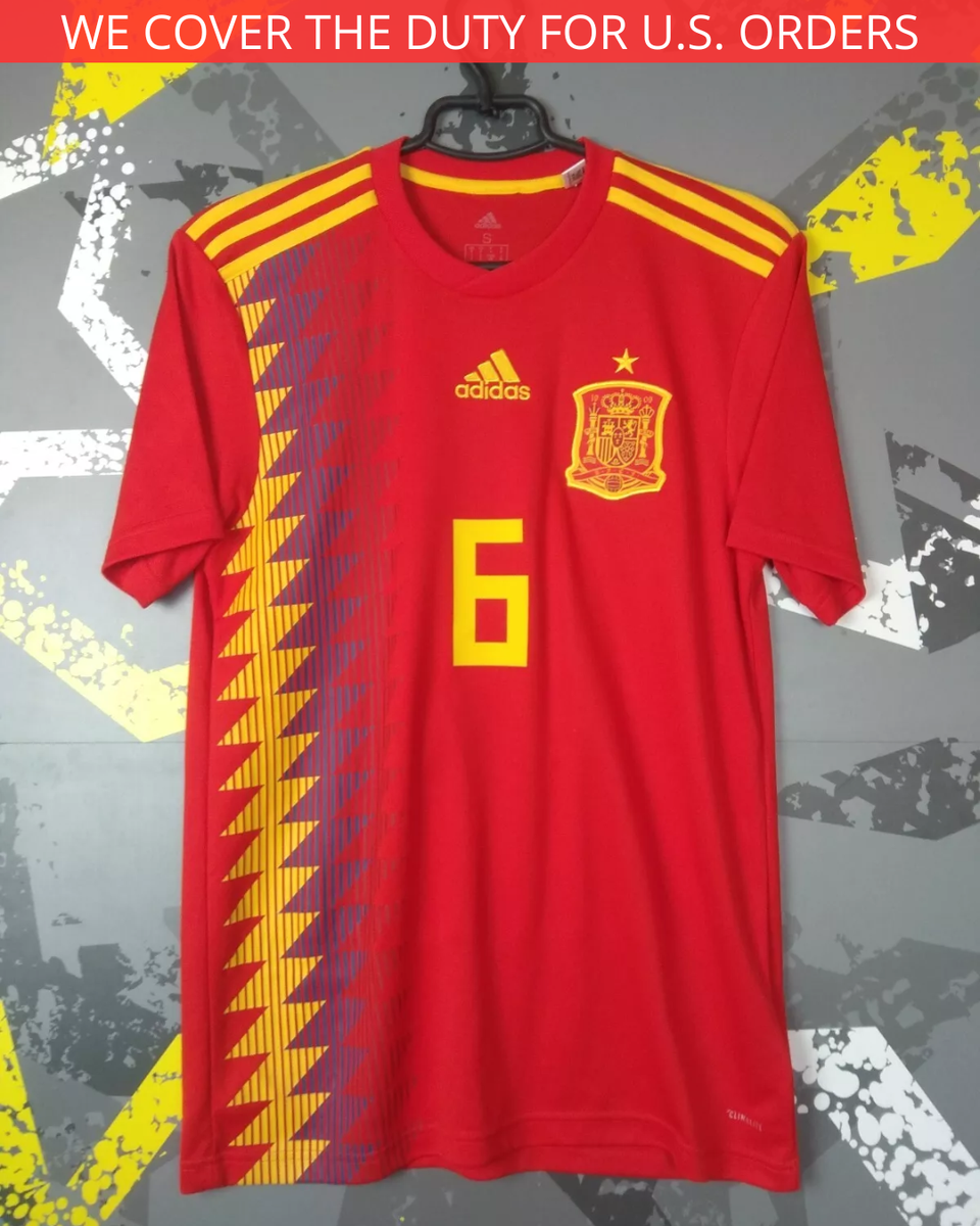 Iniesta Spain Home football shirt 2018-2019 Team Jersey Adidas