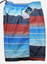 NWT KANU SURF-Blue Poly Cloth Stripe, Mens Mesh Lined, Summer Swim Trunks- XXL