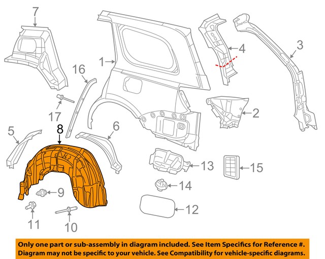Jeep CHRYSLER OEM Grand Cherokee Quarter PanelWheelhouse Liner Right 57010710AL eBay