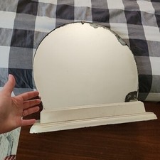 Antique Round Small 16.5" Dresser Mirror - Vintage White Free Standing Tabletop