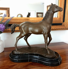 Bronzefigur Pferd 30 cm Bronze Marmor Skulptur Statue Figur Horse Antik Stil