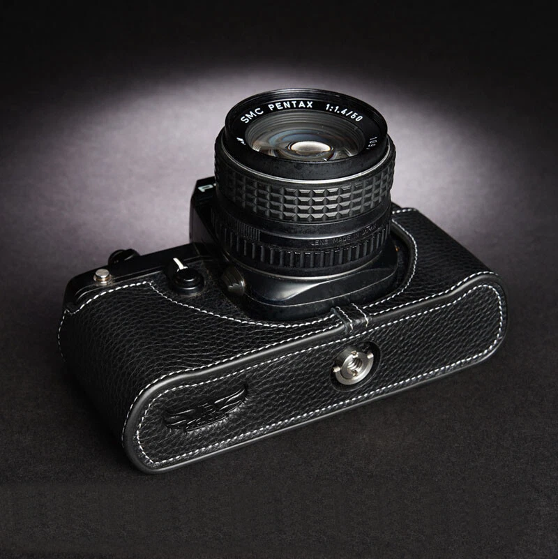 Funda de media cámara de cuero genuino hecha a mano para Pentax K2 LX MX SUPER A Foto 2 de 4