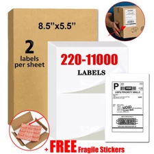 200-11000 Address Labels Laser Ink Jet USPS Click N Ship 8.5 5.5 half sheet eBay