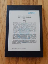 GSA Black Box & COA for 1884-CC Morgan Silver Dollar - Empty No Carson City Coin