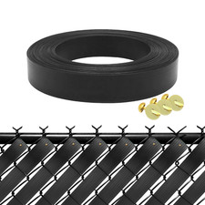 Chain Link Fence Privacy Slats Tape w/ Brass Fasteners, Black, 1.8 in x 250 ft
