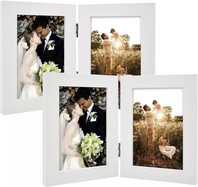 4x6 Double Picture Frame Vertical Hinged 2 Opening Folding Family Frames Collage