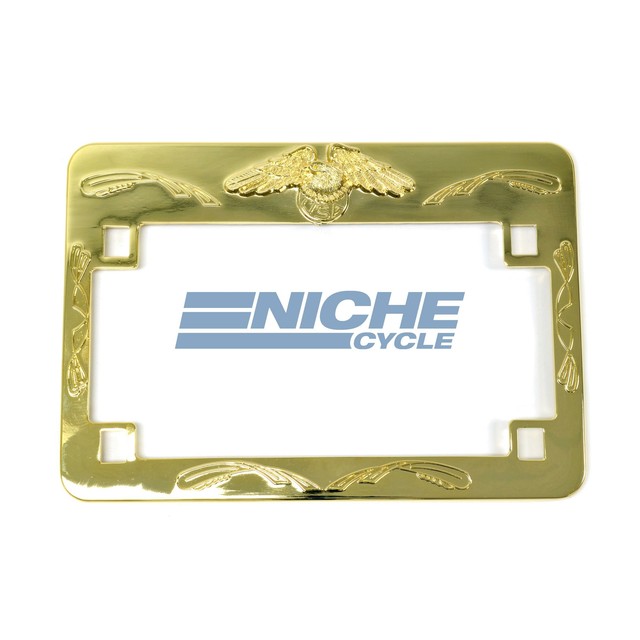 Motorcycle License Plate Frame Gold Eagle eBay