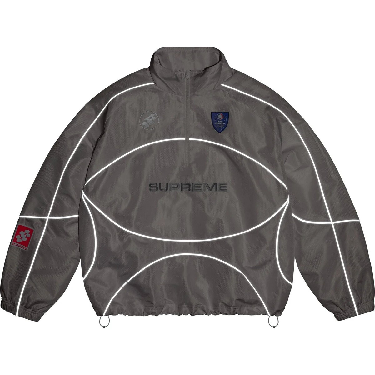 Supreme Reflective Piping Pullover Black White Navy Red Supreme Reflective Piping Pullover Black White Navy Red