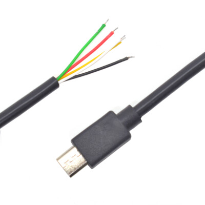 6pcs 0.3M/1ft Micro 5pin USB Male Plug 5 wires Power Pigtail Bare Cable DIY