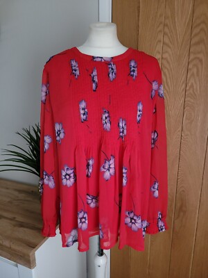 BONMARCHE Floral Blouse Red Multi 3/4 Sleeve ~ Size Uk 16 BNWT