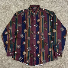 Vintage 90s Structure Men’s Shirt Button Down Size MEDIUM Italy Milano AOP
