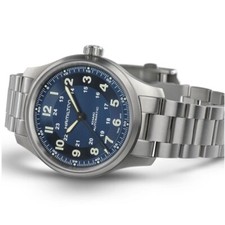 Hamilton Khaki Field 42mm Titanium Band Auto Blue Dial Men's Watch H70545140 4