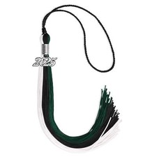 Endea Graduation Black/Hunter Green/Silver Tassel with Silver Date Drop