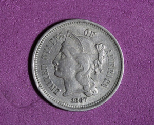 1867- III Three cent nickel -#P20157
