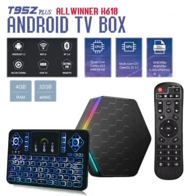 T95Z Plus NEW 2024 Android 12 Dual WiFi 6G Quad Core 32GB BT Streaming TV Box