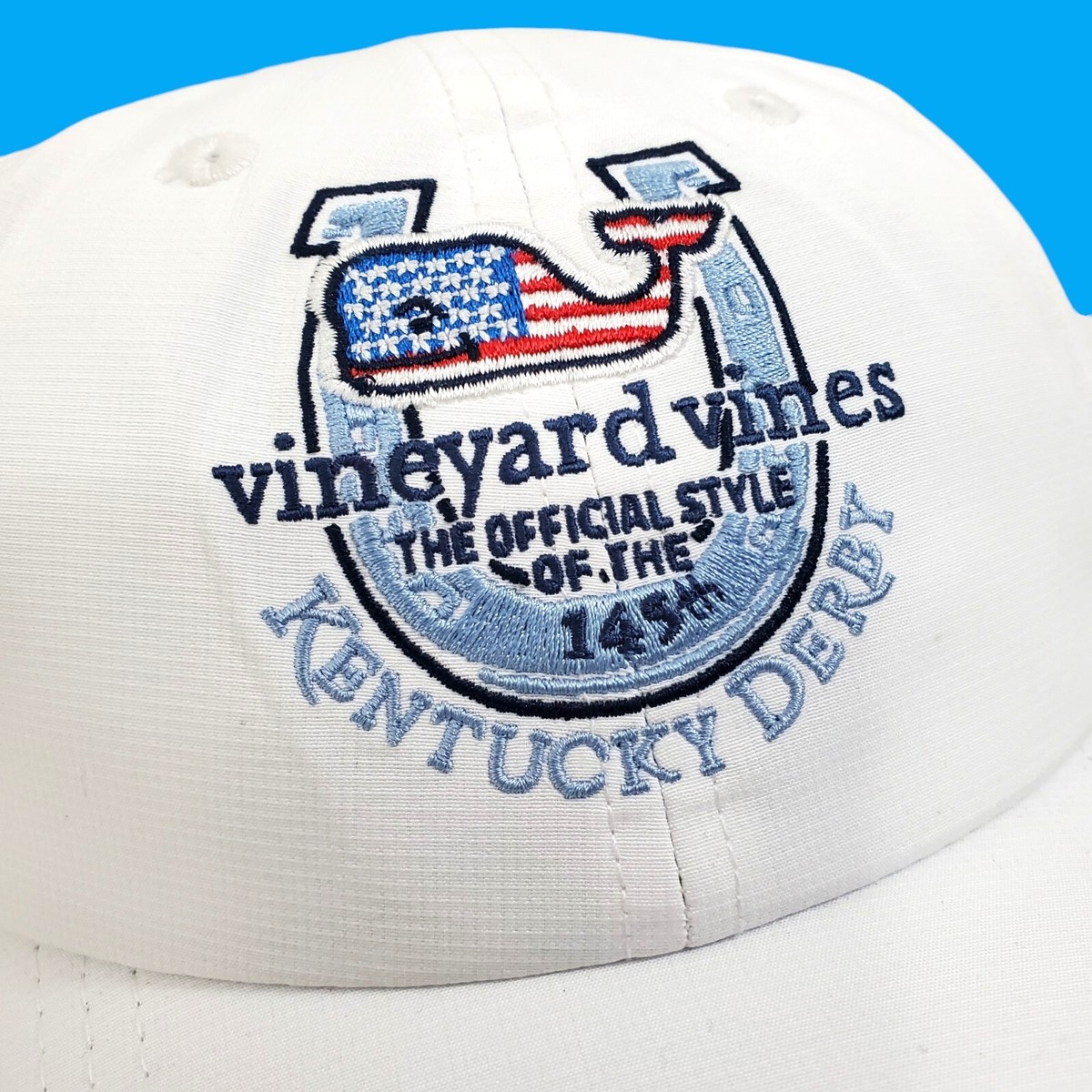 VINEYARD VINES Hat KENTUCKY DERBY 145th White Embroidered  display picture 3
