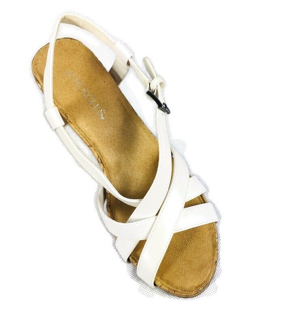 Aerosoles womens white wedge sandals strappy heels cushion sole Size 8.5 | eBay