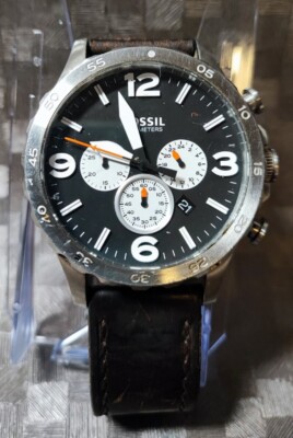 top Fossil JR1486 Chronograph Armbanduhr  original Lederarmband Batterie neu