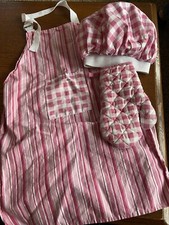 Kids Chef Set 3 pc Apron Hat Mitt Dress Up Cooking Baking READ EUC 