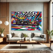Formula 1 Wall Art Canvas Racing Car Artwork Pop Art Painting Large Framed