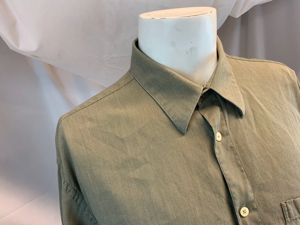 Principe Shirt 17.5 33 Olive Green 100% Cotton Made in Italy EUC YGI C0-623 - Image 2 of 4