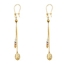Women Real 14k Tri Tone Gold Virgin Mary Lady Guadalupe Earrings Dangle Hanging