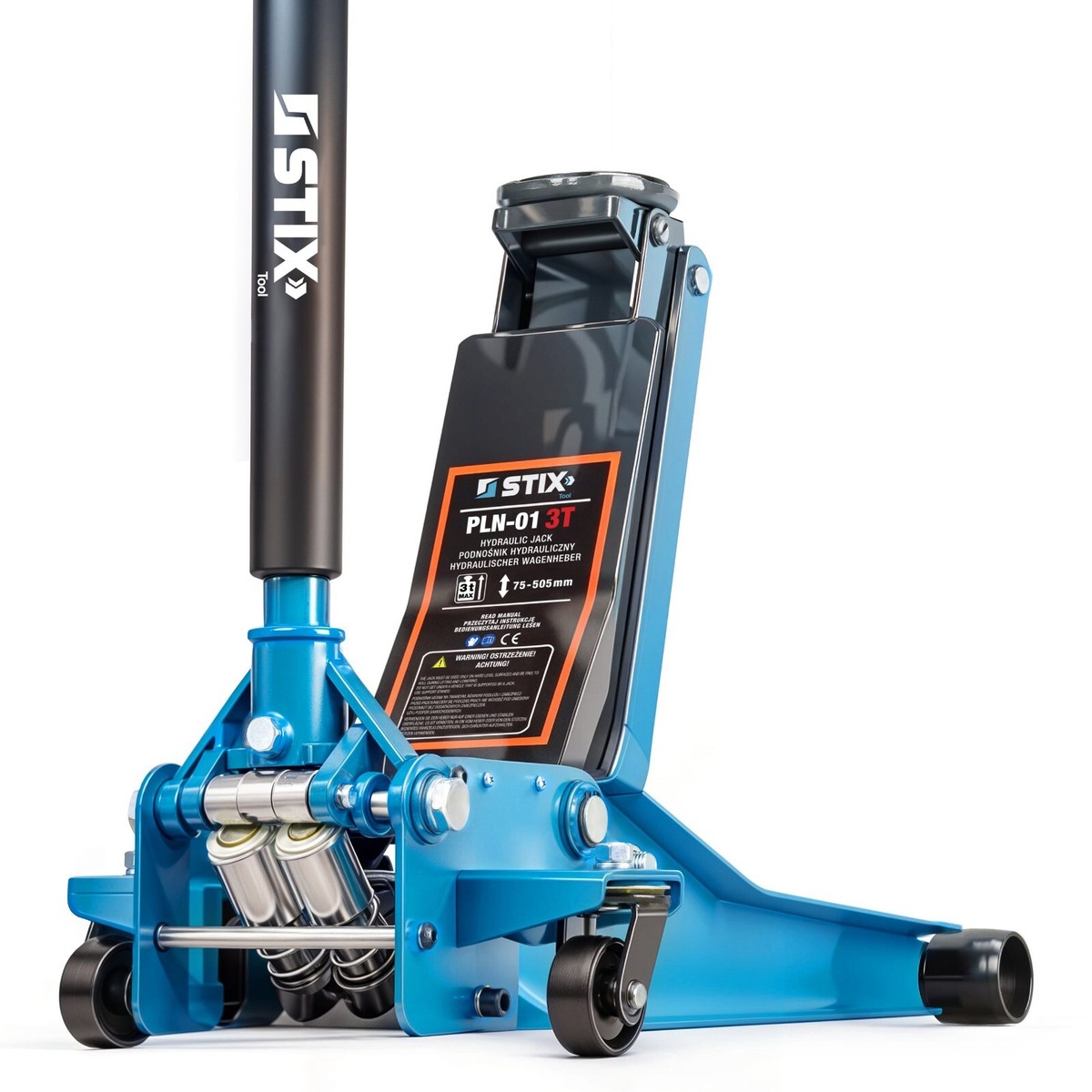 Cric Idraulico Professionale 3 Tonnellate - Doppio Pistone, Altezza 75-500 Mm - Foto 2