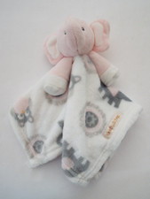 BLANKETS  BEYOND Pink Gray White Owls Elephant Baby Security Blanket Lovey Gold