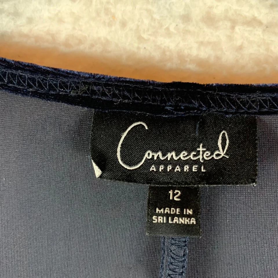 Vestido de cóctel Connected de terciopelo azul manga larga hasta la rodilla talla 12 para mujer Foto 4 de 4