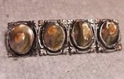 VINTAGE STERLING SILVER 925 ABALONE MOTHER OF PEARL Bezel BAR PIN Brooch 2in