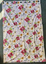 Pair of Floral Blackout Lined Curtains 65” x 42.5” Handmade Pink Orange Flowers