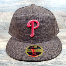 New Era 59FIFTY Philadelphia Phillies Fitted Hat 7 3/8 Hemp Brown Split Panel