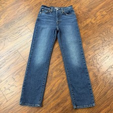 Levis Jeans Womens 25 Wedgie Straight Dark Wash Denim High Rise Stretch 24x27