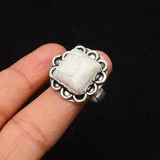 Howlite Gemstone 925 Sterling Silver Jewelry Ring Size 8
