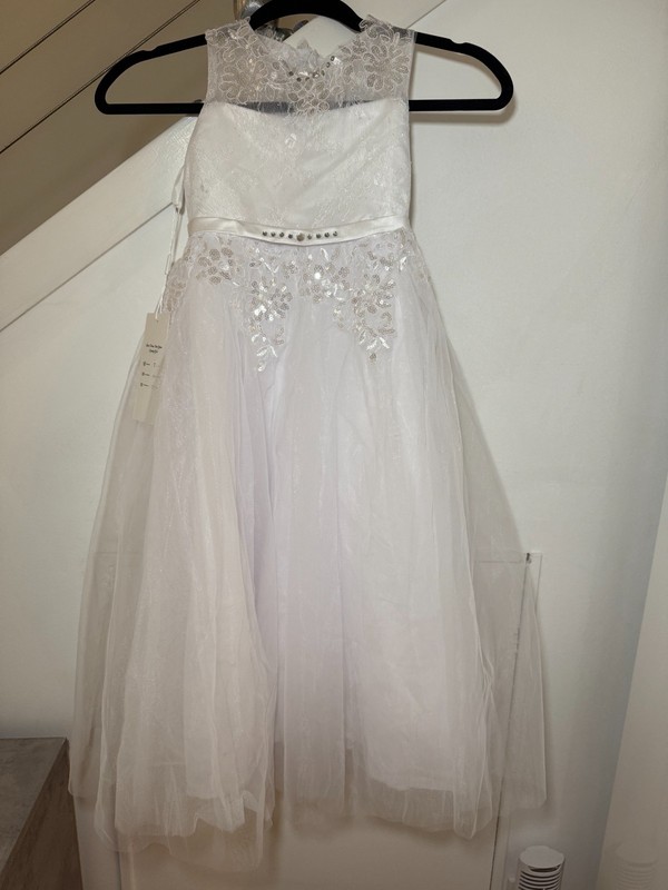 NWT FORMAL Flower Girl White gown dress, SIZE 4